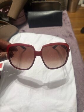 Gucci Red Oversized Square Sunglasses with Brown Gradient Lenses